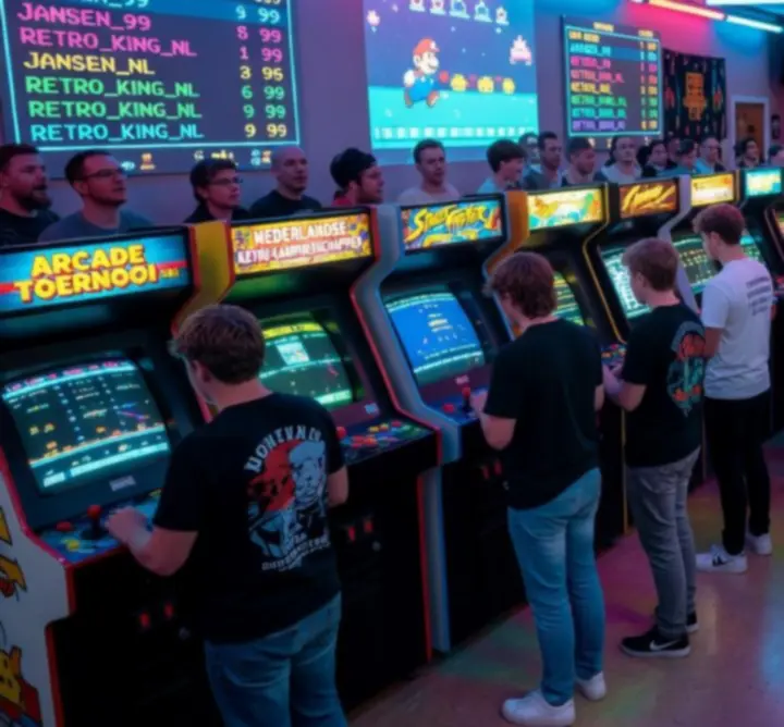 Spannend moment tijdens een arcade toernooi met toeschouwers